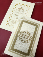 KLB-1248 White Floral Laser Cut Semi Box Wedding Card (2 Page)