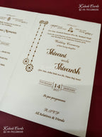 KLB-1248 White Floral Laser Cut Semi Box Wedding Card (2 Page)