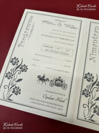 KLB-1250 White Creme Floral Embossed Semi Box Wedding Card (2 Page)
