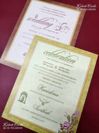 KLB-1257 Creme Brown Floral Padded Thick Wedding Card (2 Page)