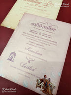 KLB-1258 Blue Bride Groom Padded Thick Wedding Card (2 Page)-Kalash Cards