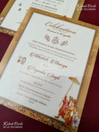 KLB-1260 Creme Bride Groom Padded Thick Wedding Card (2 Page)-Kalash Cards