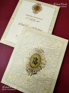 KLB-1261 Creme Floral Padded Thick Wedding Card (2 Page)