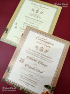 KLB-1263 Creme Bride Groom Padded Thick Wedding Card (2 Page & Couple Name Wooden Plate)