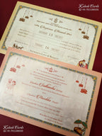 KLB-1266 Creme Bride Groom Padded Thick Wedding Card (2 Page & Couple Name Wooden Plate)