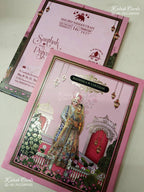 KLB-1267 Pink Bride Groom Padded Thick Wedding Card (2 Page & Couple Name Wooden Plate)