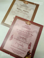 KLB-1268 Brown Mandap Bride Groom Padded Thick Wedding Card (2 Page)