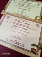 KLB-1271 Creme Pink Bride Groom Door Style Padded Thick Wedding Card (2 Page)