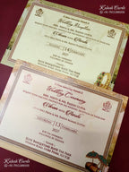 KLB-1271 Creme Pink Bride Groom Door Style Padded Thick Wedding Card (2 Page)