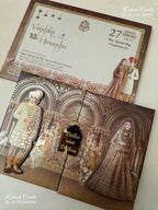 KLB-1272 Brown Bride Groom Padded Thick Wedding Card (2 Page & Couple Name Acrylic)