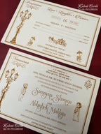 KLB-1273 White Grey Floral Door Style Embossed Padded Thick Wedding Card (2 Page)
