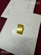 KLB-1275 White Traditional Embossed Padded Thick Wedding Card (2 Page & Couple Name Acrylic)