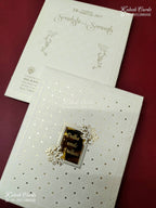 KLB-1275 White Traditional Embossed Padded Thick Wedding Card (2 Page & Couple Name Acrylic)