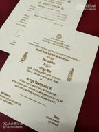 KLB-1275 White Traditional Embossed Padded Thick Wedding Card (2 Page & Couple Name Acrylic)