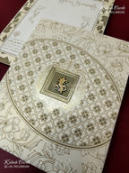 KLB-1280 White Green Traditional Embossed Padded Thick Wedding Card (2 Page)