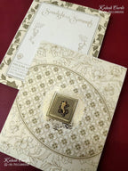 KLB-1280 White Green Traditional Embossed Padded Thick Wedding Card (2 Page)