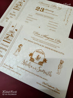 KLB-1282 White Creme Floral Door Style Embossed Padded Thick Wedding Card (2 Page)