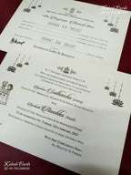 KLB-1283 White Pink Floral Door Style Embossed Padded Thick Wedding Card (2 Page & Couple Name Wooden Plate)