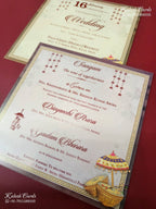 KLB-1290 Creme Brown Bride Groom Laser Cut Padded Thick Wedding Card (2 Page & Couple Name Acrylic)