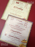 KLB-1290 Creme Brown Bride Groom Laser Cut Padded Thick Wedding Card (2 Page & Couple Name Acrylic)
