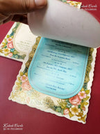 KLB-1295 White Pink Floral Semi Box Wedding Card (2 Page & Transparent PVC)-Kalash Cards