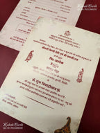 KLB-1299 Creme Radha Krishna Semi Box Wedding Card (2 Page)-Kalash Cards