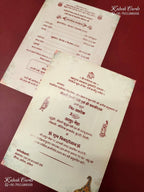 KLB-1299 Creme Radha Krishna Semi Box Wedding Card (2 Page)-Kalash Cards