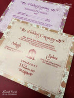 KLB-1303 Green Floral Door Style Wedding Card (2 Page & Couple Name Wooden Plate)-Kalash Cards