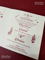 KLB-1314 White Floral Embossed Semi Box Wedding Card (2 Page)-Kalash Cards