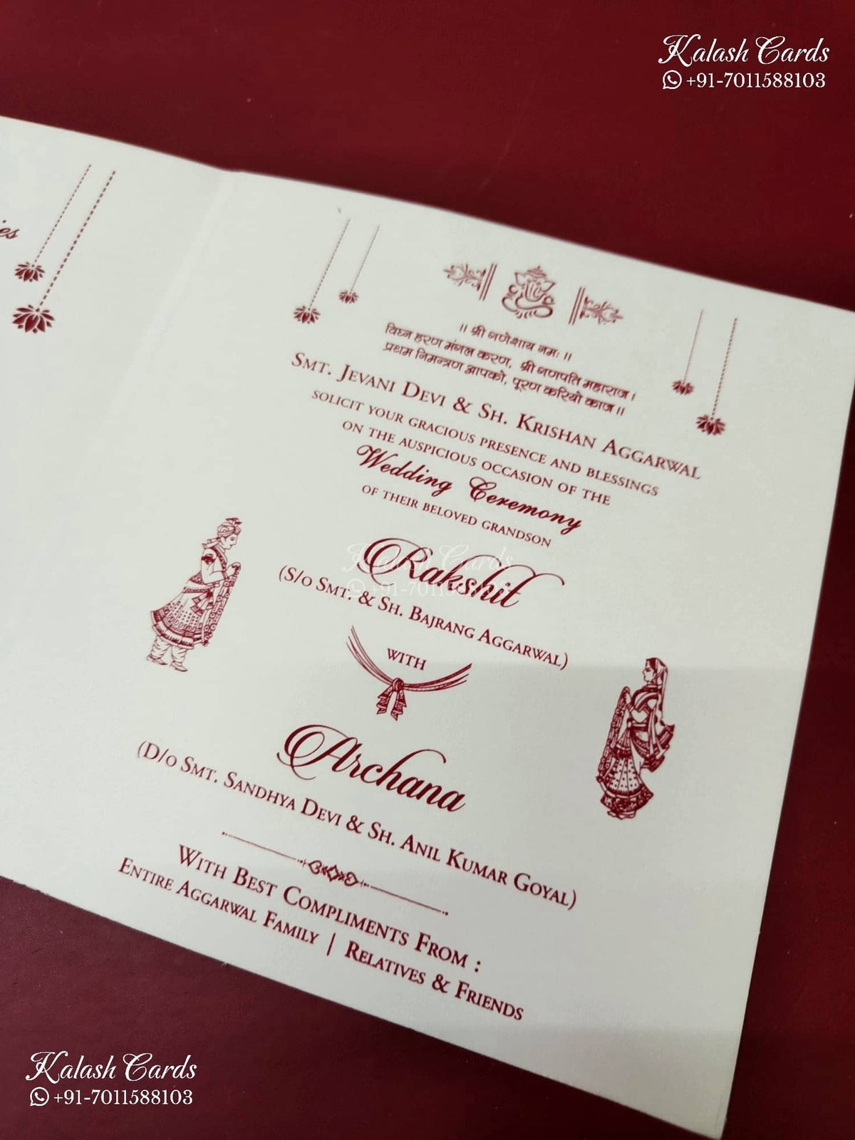 KLB-1314 White Floral Embossed Semi Box Wedding Card (2 Page)-Kalash Cards