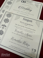 KLB-1320 White Creme Floral Traditional Door Style Embossed Semi Box Wedding Card (2 Page)-Kalash Cards