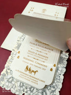 KLB-1321 White Floral Semi Box Wedding Card (2 Page & Transparent PVC)-Kalash Cards