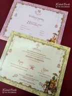 KLB-1332 Grey Bride Groom Door Style Semi Box Wedding Card (2 Page & Couple Name Wooden Plate)-Kalash Cards
