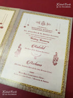 KLB-1334 Creme Grey Floral Semi Box Wedding Card (2 Page)-Kalash Cards