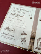 KLB-1335 Brown Rose Floral Semi Box Wedding Card (2 Page & Couple Name Wooden Plate)-Kalash Cards