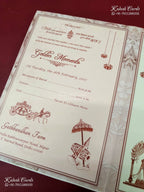 KLB-1336 Creme Pink Floral Semi Box Wedding Card (2 Page)-Kalash Cards