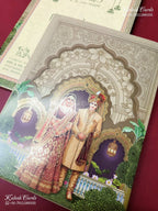 KLB-1341 Brown Bride Groom Semi Box Wedding Card (2 Page)-Kalash Cards
