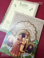KLB-1341 Brown Bride Groom Semi Box Wedding Card (2 Page)-Kalash Cards