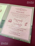 KLB-1341 Brown Bride Groom Semi Box Wedding Card (2 Page)-Kalash Cards