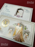 KLB-1342 Creme Bride Groom Semi Box Wedding Card (2 Page)-Kalash Cards