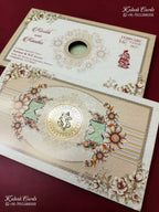 KLB-1343 Creme Floral Semi Box Wedding Card (2 Page)-Kalash Cards