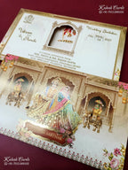 KLB-1344 Creme Brown Bride Groom Semi Box Wedding Card (2 Page)-Kalash Cards