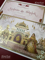 KLB-1349 Pink Bride Groom Semi Box Wedding Card (2 Page)-Kalash Cards