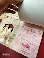 KLB-1371 Brown Bride Groom Laser Cut Carry Bag Style MDF Thick Wedding Card (2 Page)-Kalash Cards