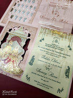 KLB-1372 Pink Bride Groom Laser Cut MDF Thick Wedding Card (2 Page)-Kalash Cards