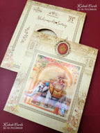 KLB-1373 Creme Elephant Barat Padded Thick Wedding Card (2 Page)