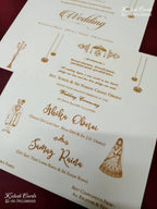 KLB-1376 Creme Floral Padded Thick Wedding Card (2 Page)-Kalash Cards