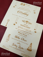 KLB-1376 Creme Floral Padded Thick Wedding Card (2 Page)-Kalash Cards