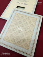 KLB-1379 Creme Blue Traditional Padded Thick Wedding Card (2 Page)-Kalash Cards