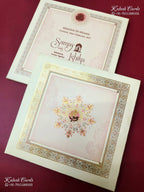 KLB-1380 Creme Pink Floral Padded Thick Wedding Card (2 Page)